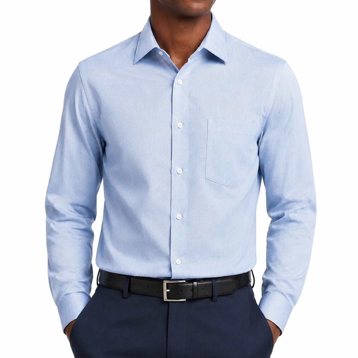Chemise homme taille L bleu clair à manches longues coupe classique