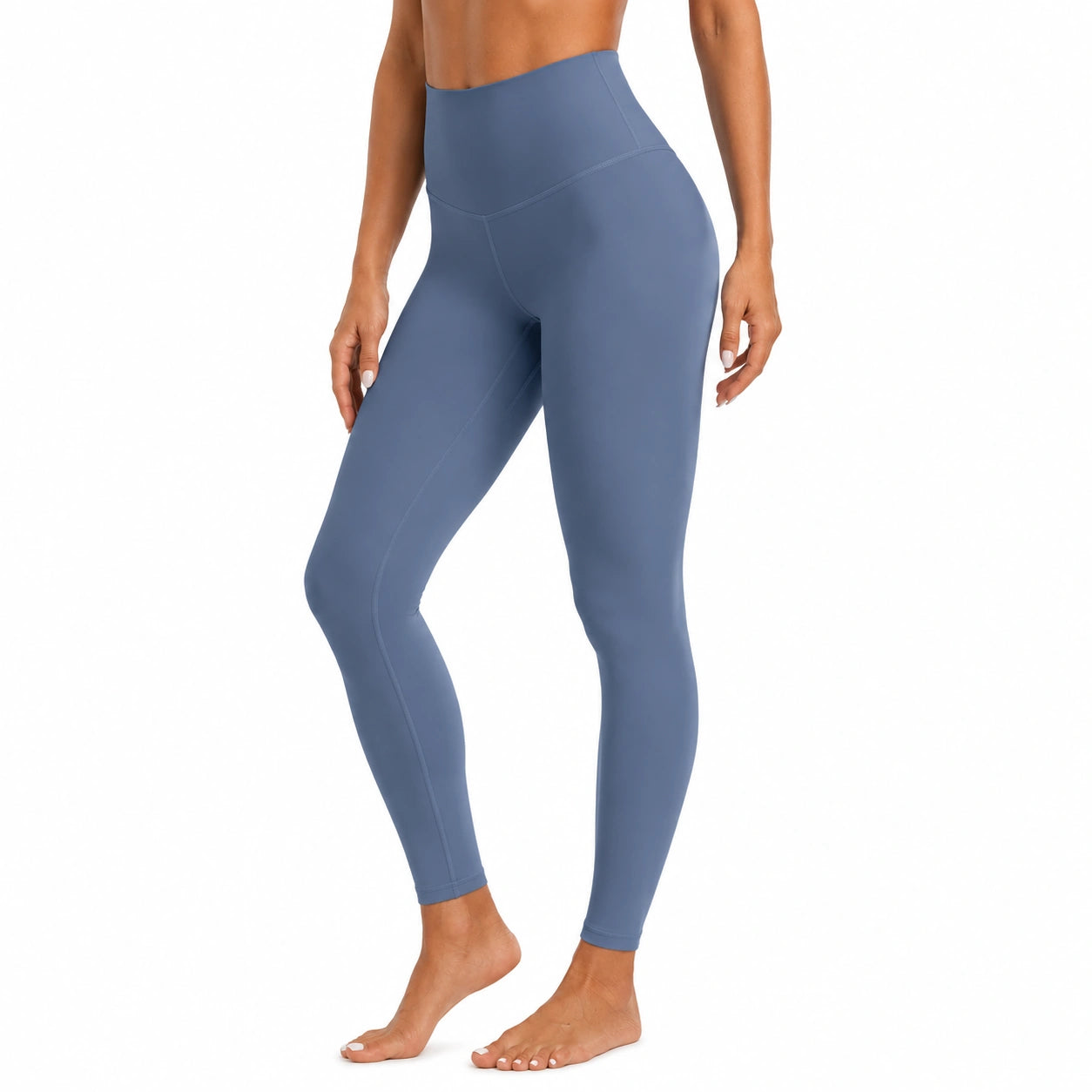 Legging femme taille M en tissu extensible bleu à taille haute pour sport