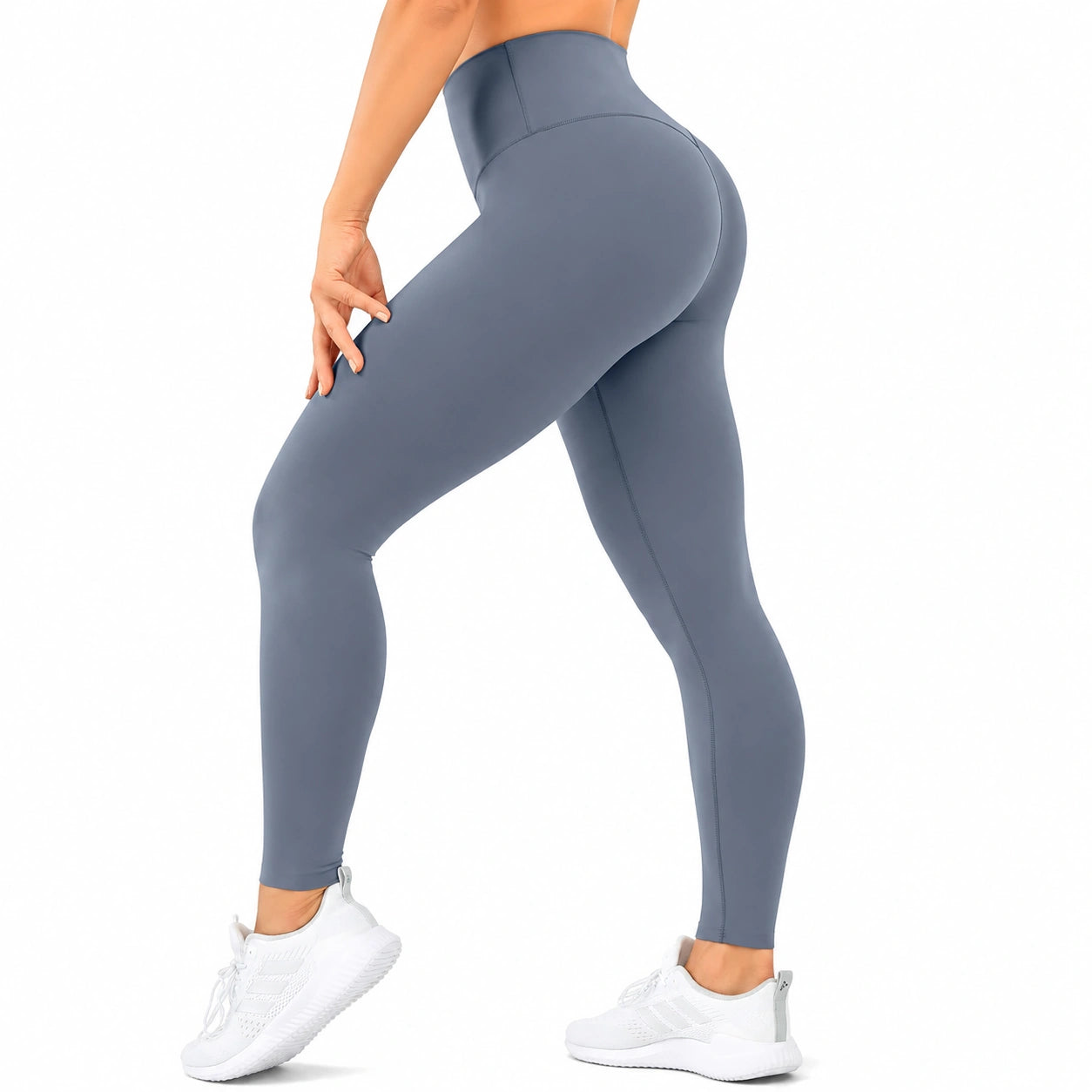 Legging de sport femme taille L gris ardoise extensible taille haute