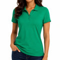 Polo femme taille S en maille piquée vert à manches courtes style décontracté