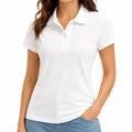 Polo femme taille S blanc en maille piquée manches courtes style décontracté