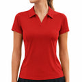Polo femme taille M en maille synthétique rouge à manches courtes coupe ajustée