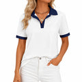 Polo femme taille L blanc et bleu marine à manches courtes style décontracté