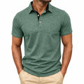 Polo homme taille M en jersey vert chiné à col contrasté style décontracté
