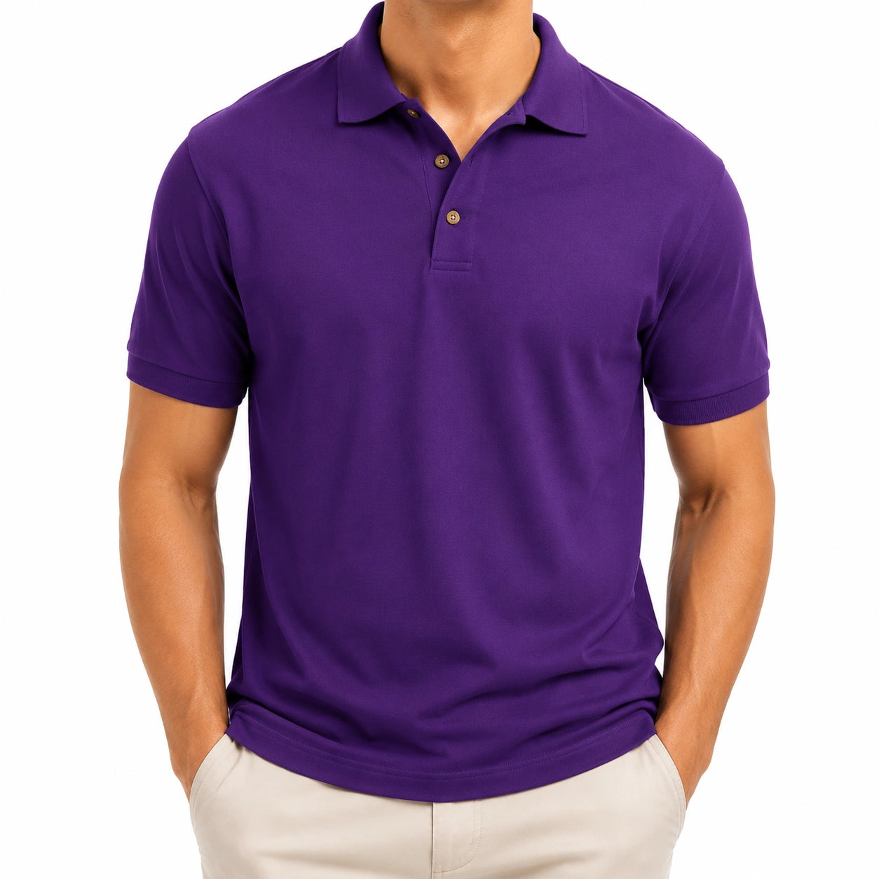 Polo homme XL violet à manches courtes coupe classique