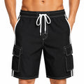 Short de bain homme M noir et blanc en polyester style cargo à poches