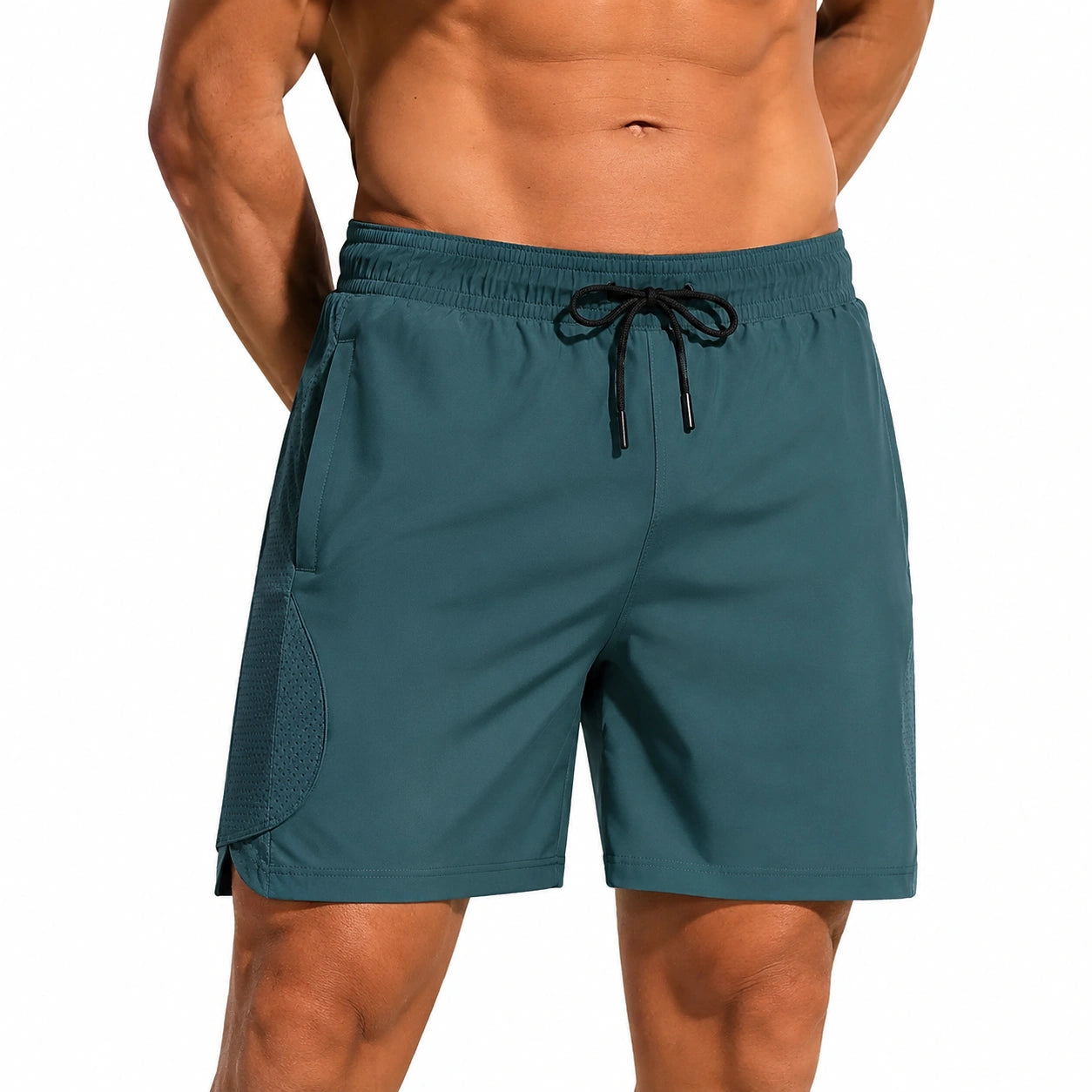Short de bain homme XL bleu pétrole en tissu synthétique avec taille ajustable