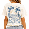 T-shirt femme taille M beige à imprimé paysage coupe ample