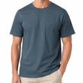T-shirt homme M en coton bleu ardoise à poche poitrine manches courtes