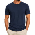 T-shirt homme M bleu marine à manches courtes col rond style uni