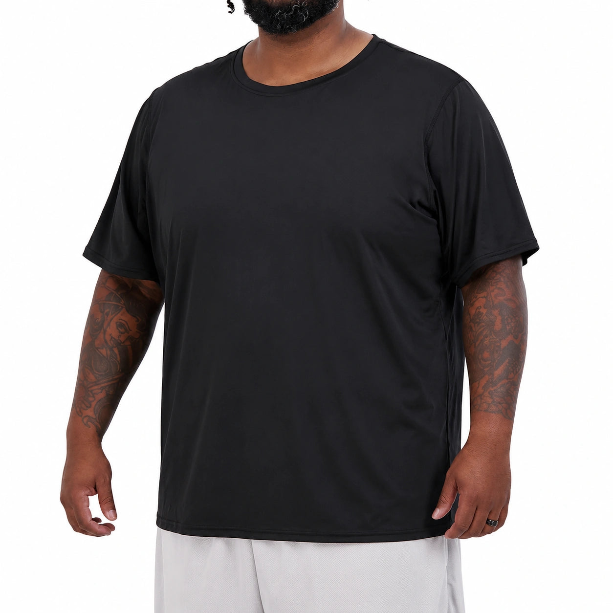 T-shirt homme XL noir en tissu synthétique à manches courtes coupe décontractée